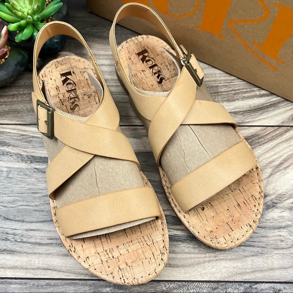 NIB Korks By Kork Ease Justicia Strappy Flat Sandal Natural PU - Picture 2 of 12